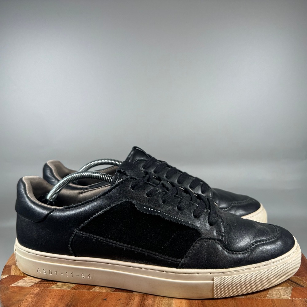 AllSaints Alton Low Top Black Leather Suede Sneakers Mens 12 M036FC AS01-11-94